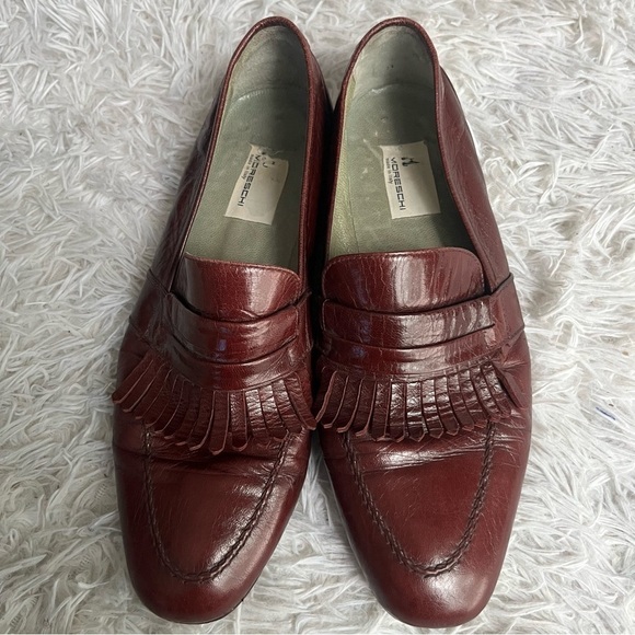 Moreschi Italy Maroon Mens Leather Loafers Size 7 - Picture 2 of 11